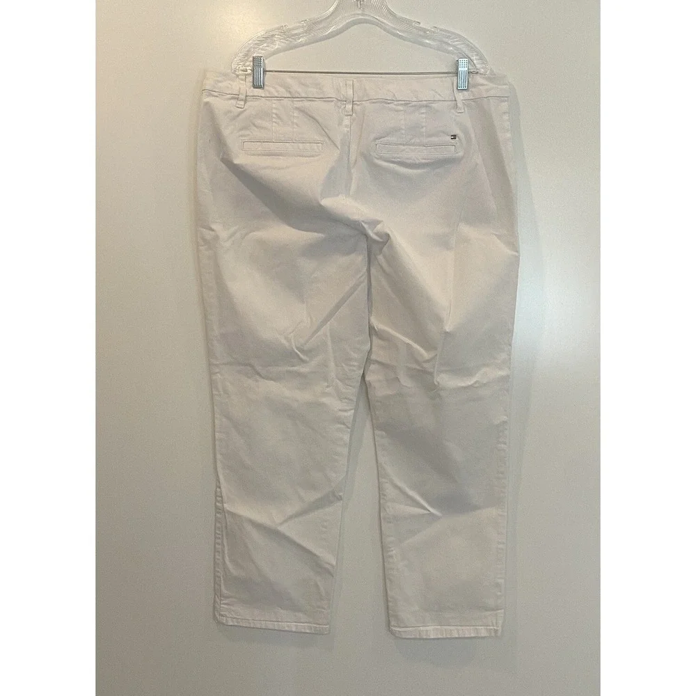 Tommy Hilfiger Womens White Chino Pants Size 18 Straight Leg Stretch Cotton